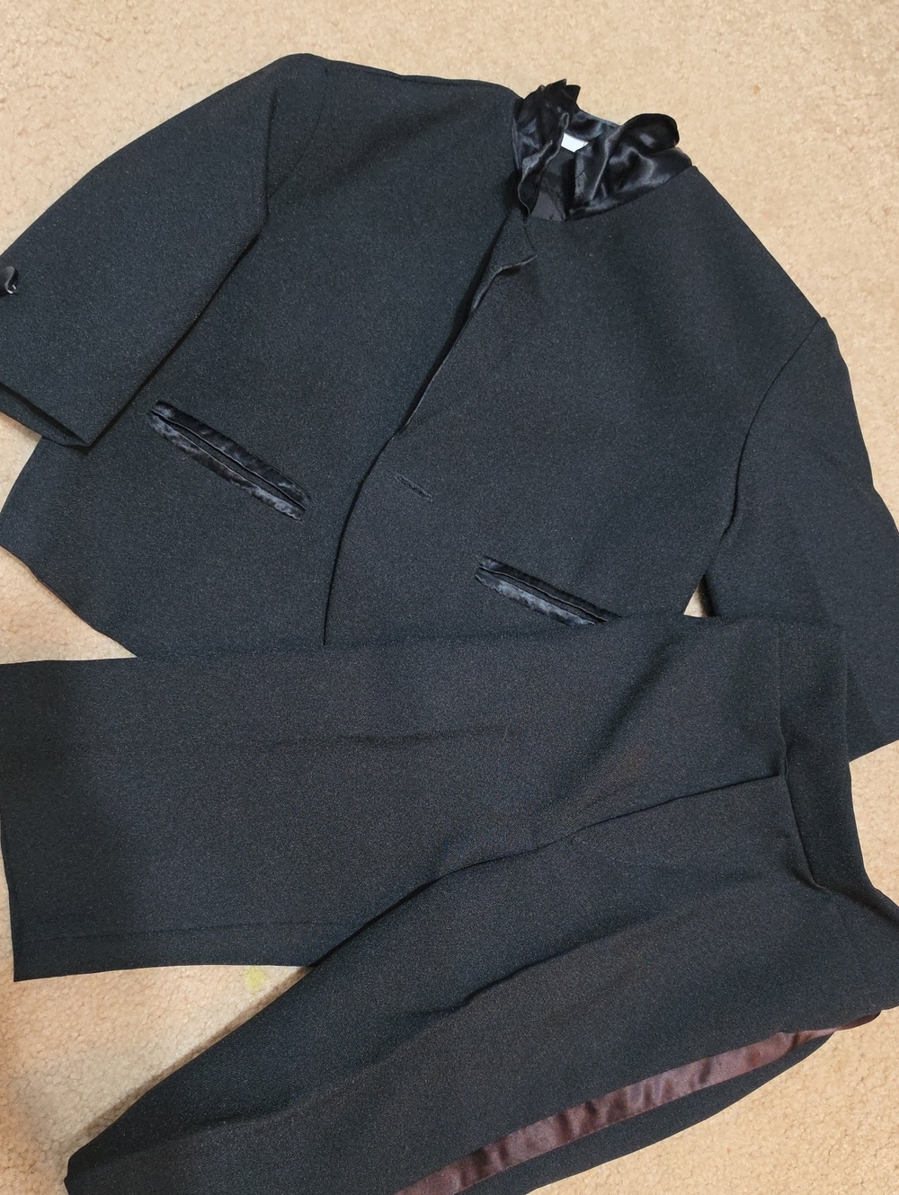 Classic Black Kids Matching Suit Set with Satin Trim